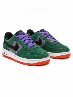 Nike Air Force 1 Low Size 2.5Y in green, gray, black, purple and orange